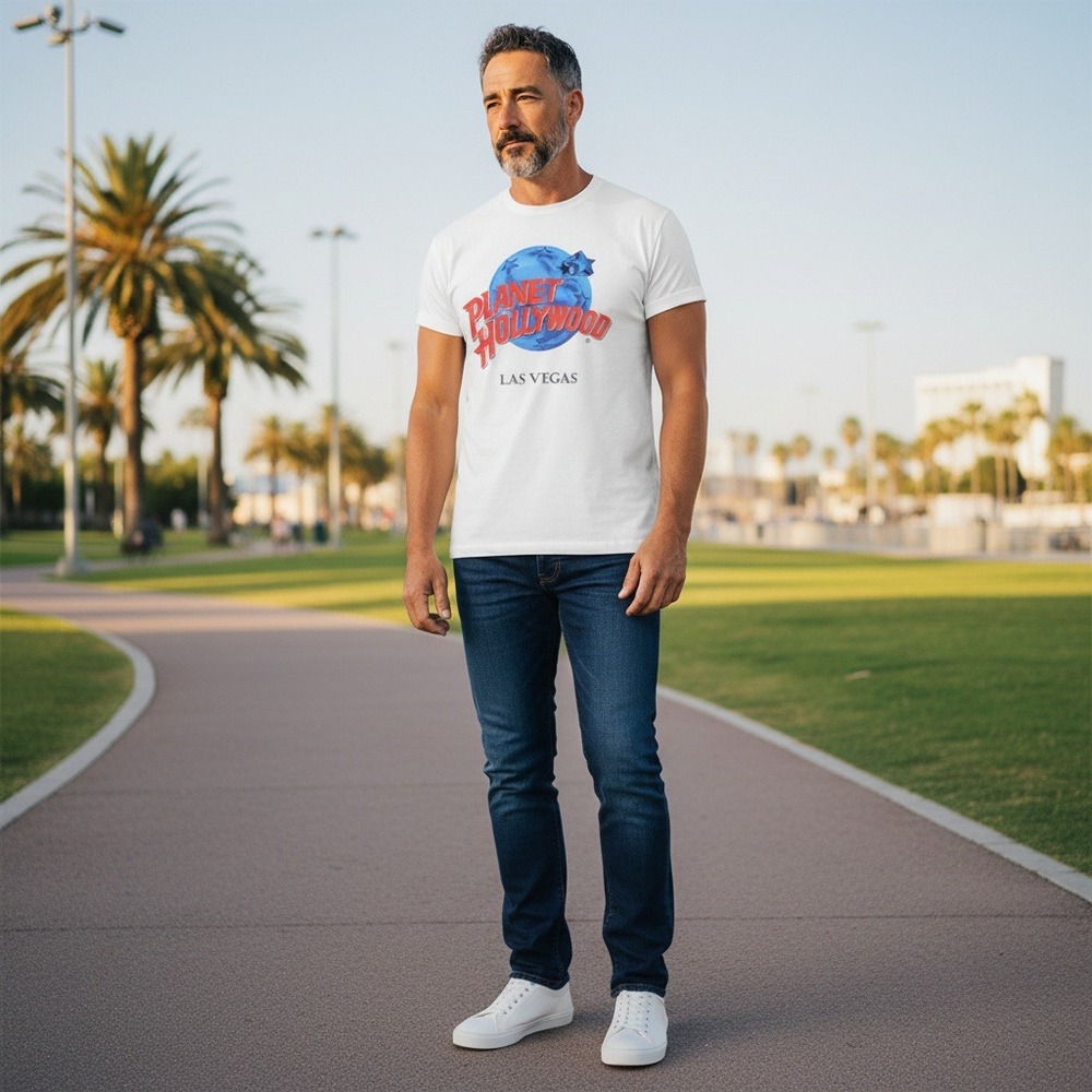NWT Vintage Planet Hollywood Las Vegas Mens White Graphic‎ T Shirt Size XL
